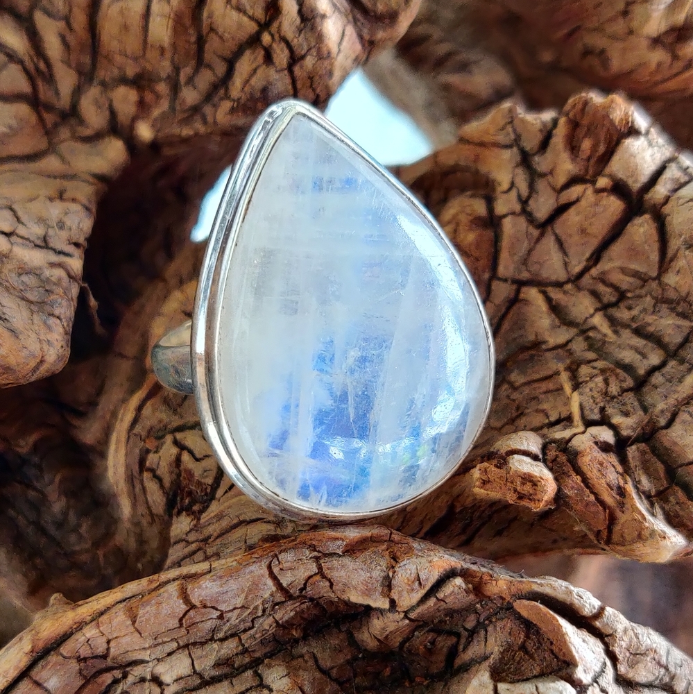 Sterling Silver Rainbow Moonstone Ring